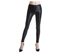 Gefomuofe Legging sexy effet mouillé avec fermeture éclair bidirectionnelle sur toute la longueur de l'entrejambe, à l'avant et à l'arrière des fesses, Noir , XL