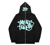 Gefomuofe Minus-Two - Sweat à capuche cargo pour homme - Y2K - Pull à capuche - Hip Hop Streetwear Urban - Unisexe - Veste décontractée - Manteau de streetwear vintage pour filles et garçons