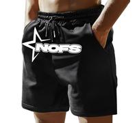 Gefomuofe NOFS Short cargo pour homme avec motif lettres Y2K Hip Hop Vintage Streetwear avec cordon de serrage Short d'été léger en coton, Noir 01, S