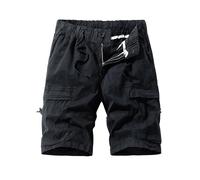 Gefomuofe Pantalon cargo pour homme - Coupe ample - Short de loisirs avec plusieurs poches - Short de travail - Randonnée - Camouflage - Long - Rétro - Pantalon de trekking, Noir , M