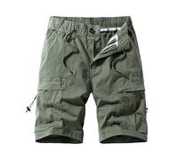 Gefomuofe Pantalon cargo pour homme - Coupe ample - Short de loisirs avec plusieurs poches - Short de travail - Randonnée - Camouflage - Long - Rétro - Pantalon de trekking, vert, 3XL