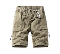 Gefomuofe Pantalon cargo pour homme - Coupe ample - Short de loisirs avec plusieurs poches - Short de travail - Randonnée - Camouflage - Long - Rétro - Pantalon de trekking, kaki, XL