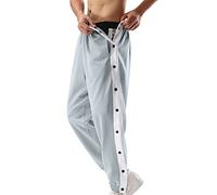 Gefomuofe Pantalon de jogging pour homme - Longue ouverture latérale - Boutonnière - Avec poches latérales, pantalon de loisirs ouvert - Boucle latérale fendue - Pantalon de basket-ball, b gris, L