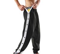 Gefomuofe Pantalon de jogging pour homme - Longue ouverture sur le côté - Boutonnière avec poches latérales - Pantalon de loisirs ouvert - Boucle latérale - Pantalon de basket-ball, a noir, XXL