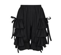 Gefomuofe Pantalon gothique pour femme - Taille élastique - Jupe superposée - Style Y2k - Jupon à volants - Coupe haute - Pour festival, fête, vacances à la plage, en tulle, tutu, citrouille, Noir , L