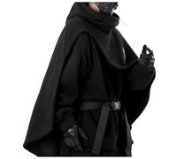 Gefomuofe Poncho cape, sweat à capuche, sweat à capuche, sweat à capuche, Techwear, streetwear, pull à col roulé en polaire, veste d'extérieur, pull de travail, Noir , M