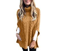 Gefomuofe Pull à col roulé pour femme - Sans manches - Décontracté - Chaud - En polaire - Cape élégante - Couleur unie - Décontracté - Poncho tricoté, Ye1, M