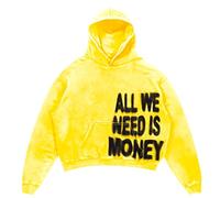Gefomuofe Pull pour homme All we Need is Money Graphic Sweatshirt Y2K Sweats à capuche Streetwear Look usé Basic T-shirt à manches longues Rerto Pull à capuche Veste de mi-saison, jaune, 3XL