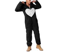 Gefomuofe Pyjama 1 pièce pour homme - Combinaison de nuit en polaire pour cosplay - Combinaison pyjama Anime - Combinaison pour homme et garçon, Noir , XXXXXL