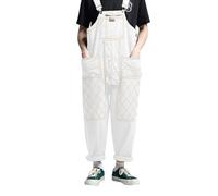 Gefomuofe Salopette ample pour homme - Salopette de travail - Réglable - Vintage - Salopette élégante - Pantalon en jean - Combinaison de travail, R blanc., XL