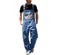 Gefomuofe Salopette ample pour homme - Salopette de travail - Réglable - Vintage - Salopette élégante - Pantalon en jean - Combinaison de travail, b bleu, 5XL
