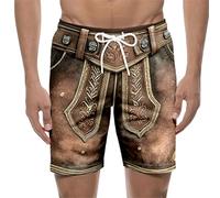 Gefomuofe Short pour homme avec impression 3D pour la fête de la bière - Short d'été - Pantalon de loisirs - Aspect cuir - Short de bain amusant - Short de bain - Short de loisirs, Marron (05), 3XL