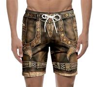 Gefomuofe Short pour homme avec impression 3D pour la fête de la bière - Short d'été - Pantalon de loisirs - Aspect cuir - Short de bain amusant - Short de bain - Short de loisirs, Marron (03), XL