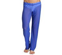 Gefomuofe Sous-vêtements chauds pour homme - En maille transparente - Long - Respirant - Pantalon de loisirs - Legging en maille transparente - Pantalon de salon, bleu, M
