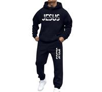 Gefomuofe Survêtement de loisirs pour homme - Sweat à capuche avec lettres imprimées et pantalon de jogging - Ensemble 2 pièces - Confortable - Vêtement quotidien - Manches longues - Décontracté