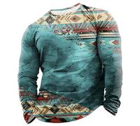 Gefomuofe T-shirt à manches longues pour homme - Tête de mort - Manches longues - Vintage - En coton - Simple - Pour les loisirs - Pour le travail - Printemps - Motif lettres, Vert menthe., XL