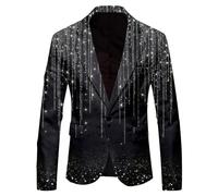 Gefomuofe Veste à paillettes pour homme - Blazer coloré pour homme - Veste vintage en tricot pour mariage - Veste de costume de mariage - Veste pour mariage, cocktail, fête, bal de fin d'année, Noir ,