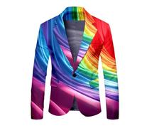 Gefomuofe Veste arc-en-ciel tendance pour homme - Costume de fête arc-en-ciel - Costume pour homme - Graffiti funky - Blazer coloré fluo - Veste confortable - Avec arc-en-ciel, multicolore, M