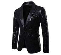 Gefomuofe Veste de costume à paillettes pour homme - Pour fête costumée - Dîner de luxe - Blazer de bal de fin d'année - Haut surdimensionné - Élégant - Veste de costume formelle - Convient pour un