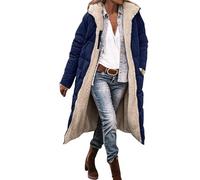 Gefomuofe Veste d'hiver doublée réversible en peluche pour femme - Grandes tailles - Doudoune avec capuche - Veste d'extérieur épaisse - Vêtement d'extérieur - Parka d'hiver, Marine, L