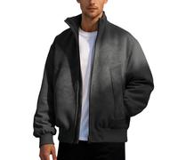 Gefomuofe Veste en cuir pour homme - Doublée en daim synthétique - Veste bomber surdimensionnée avec doublure polaire - Veste de cyclisme - Veste softshell - Veste d'extérieur, Noir , L