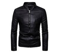 Gefomuofe Veste en cuir synthétique pour homme - Veste de motard en cuir synthétique - Veste de moto - Automne - Gilet de loisirs - Gilet de chasse - Veste en cuir véritable - Daim - Vélo, Noir , L