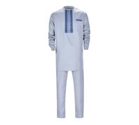 Gefomuofe Vêtements africains ethniques 2 pièces pour homme, ensemble de vêtements africains de luxe, combinaison de loisirs ethnique africain, gris, M