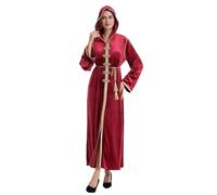 Gefomuofe Vêtements musulmans pour femme - Robe de prière Abaya avec capuche - Couleur unie - Une pièce - Moyen-Orient Dubaï Arab Islamique Ramadan Africaine Robe turque Dubaï Tenues Dubaï, rouge, S