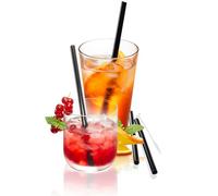 Gefu - 4 pailles en verre noir de 18 cm