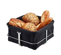 GEFU Corbeille à pain Brunch, acier inoxydable, coton, lavable en machine, carrée noire 22x22 cm