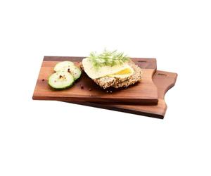 GEFU Enno Lot de 2 planches à petit-déjeuner en bois de noyer | Réutilisables des deux côtés, n'abîment pas les lames et antibactériennes | Pour pain, fruits, fromage | Design élégant
