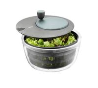 GEFU Essoreuse à salade avec couvercle fraîcheur | Bol en plastique de 3 l avec tamis et manivelle | Noir/gris