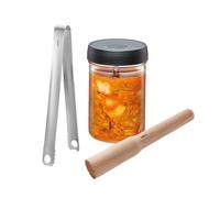 Gefu Fermentier-Set Nativo 5-pièces, verre borosilicaté, noir, transparent, 15800