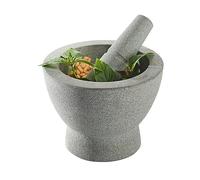 GEFU Mortier en granit Crunchy GE35320 avec pilon Pierre gris 17 x 17 x 13 cm