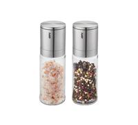 GEFU Lamola Lot de 2 moulins à sel et poivre | Broyeur en céramique en continu | Fermeture aromatique | Acier inoxydable et verre | Moulins à épices manuels