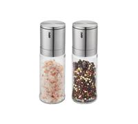 GEFU Lamola Lot de 2 moulins à sel et poivre | Broyeur en céramique en continu | Fermeture aromatique | Acier inoxydable et verre | Moulins à épices manuels