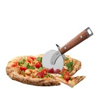 GEFU Roue à pizza Madero - En acier inoxydable - Avec manche en bois de noyer et protection de lame - Pour pizza, tartes flambées et gâteaux - Meulée des deux côtés - Diamètre : 9 cm