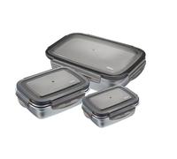 GEFU Set de boîtes de Conservation Preppo, 3 pièces, Acier Inoxydable, Plastique, 0.4 + 1 + 1.8 L