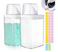 GEGNNS 2 Pièces Distributeur De DéTergent à Lessive, 1100ml Récipient de Détergent de Stockage de Poudre À Laver avec Tasse à Mesurer, Récipient À Lessive en Poudre BoîTe De DéTergent