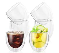 GEGNNS Lot de 6 Tasse à Café Double Paroi, 80 ml Tasse Verre Double Paroi Ensemble, Ensemble de Verre Double Paroi pour Latte, Macchiato, Cappuccino, Bière, Lait, Thé