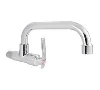 Gegong Robinet d'eau froide mural simple G1/2 po pour évier de cuisine, usage domestique, rotation à 360°, corps en laiton, tube en acier inoxydable, face chromée (LQ-3093 20cm)