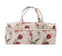 Gegong Sac de rangement fait à la main pour aiguilles à tricoter, pull, organiseur en tissu tissé, motif floral violet, rose, jacquard, maquillage, bureau, voyage, chambre à coucher, salon (jacquard