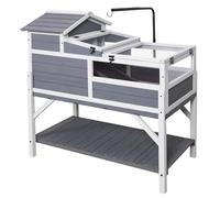GEGURI Habitat pour tortue intérieur ou extérieur, 3 pièces en bois pour tortues et reptiles avec étagère, balcon et 2 étages pour petits animaux