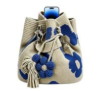 Gehäkelte Blumentasche - Boho Tote Bag Mit Quasten | Handgefertigte Häkeltasche Aus Baumwolle & Samt, Sommer Handtasche Für Damen Mädchen, Florale Strandtasche Für Urlaub Picknick & Shopping