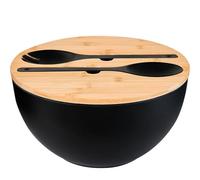 GEHE Saladier de 30,5 cm, saladier en fibre de bambou avec couvercle, bols à mélanger extra larges de 7,7 l avec couverts pour cuisine, salade avec ustensiles pour salade, pâtes, fruits, légumes et