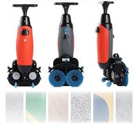 GEHPYYDS Autolaveuse compacte Professionnelle avec réservoirs séparés de 4,5 L et 7,5 L, brosses de Nettoyage motorisées de 45 cm (17,7 Pouces), sans Fil, alimentée par Batterie 36 V Red