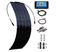 GEHPYYDS Panneau Solaire Flexible Portable 200 W/400 W 12-24 V, Kit SystèMe Panneau Solaire Monocristallin ContrôLeur Charge Hors RéSeau 40 A Et CâBle Connexion pour Bateau Remorque RV,1×200W