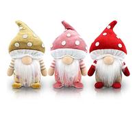 Gehydy Champignon GNOME de Printemps Lot de 3 Deco Paques GNOME Peluche Elfe Décoration Noel pour Maison Cuisine 16cm