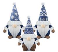 Gehydy GNOME de Noel Lot de 3 Deco Noël GNOME Peluche Elfe Christmas Décoration pour Maison Cuisine - Bleu