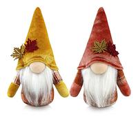 Gehydy Lot de 2 Deco Automne GNOME Peluche Elfe Décoration pour Maison Cuisine 18cm